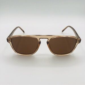 WMP Emerson Clear Gold Brown Square Polarized Sunglasses